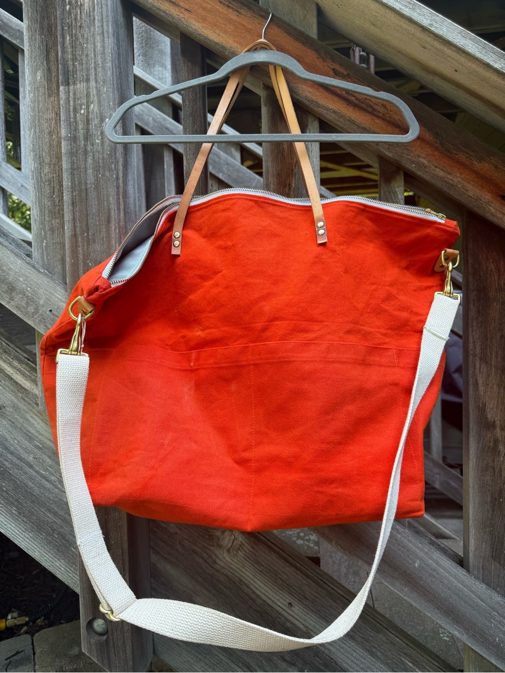 Newton Red Canvas Tote with Shoulder Strap
